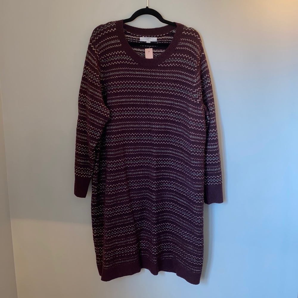 NWT Ann Taylor Loft Plus maroon sweater dress